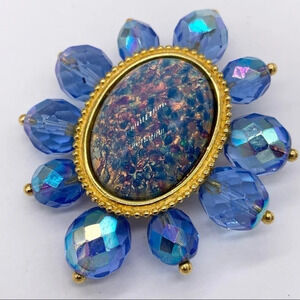 Joan Rivers Blue Dragon Breath Cabachon Brooch